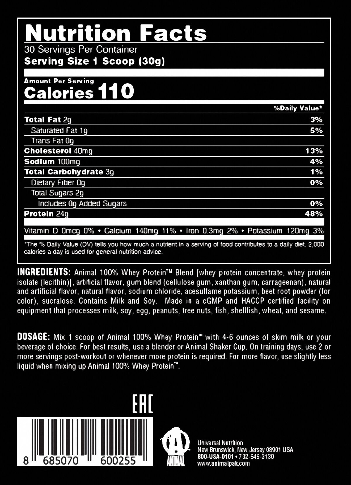 Universal Animal 100% Whey Protein 908 gr