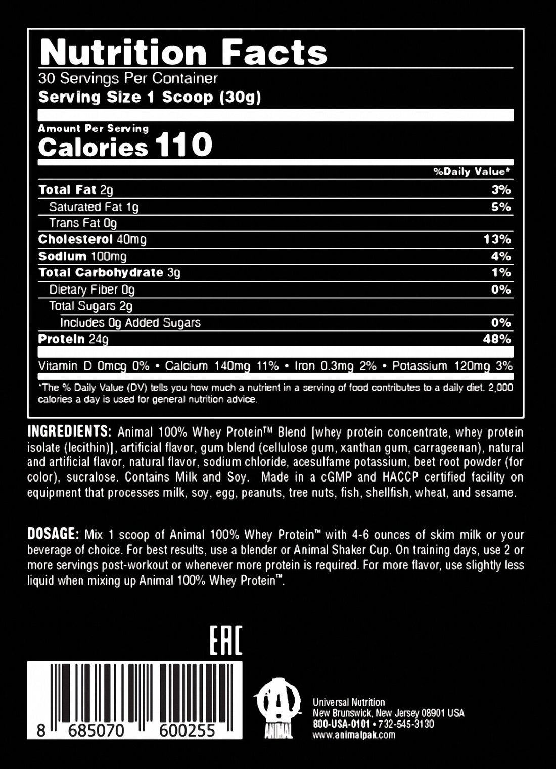 Universal Animal 100% Whey Protein 908 gr
