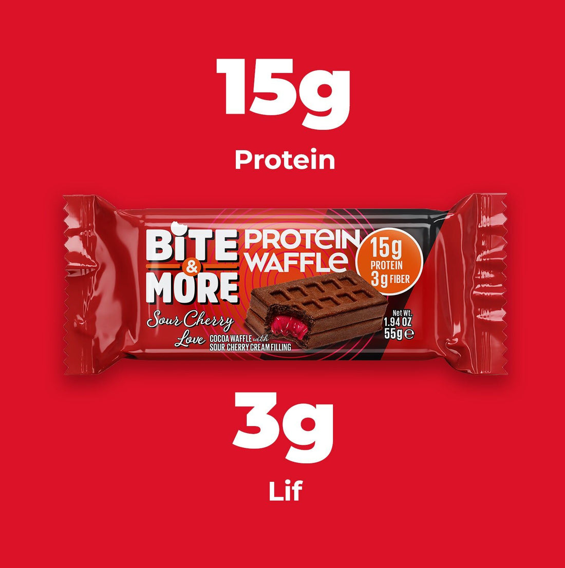 Kakaolu Vişne Kremalı Protein Waffle (55g)